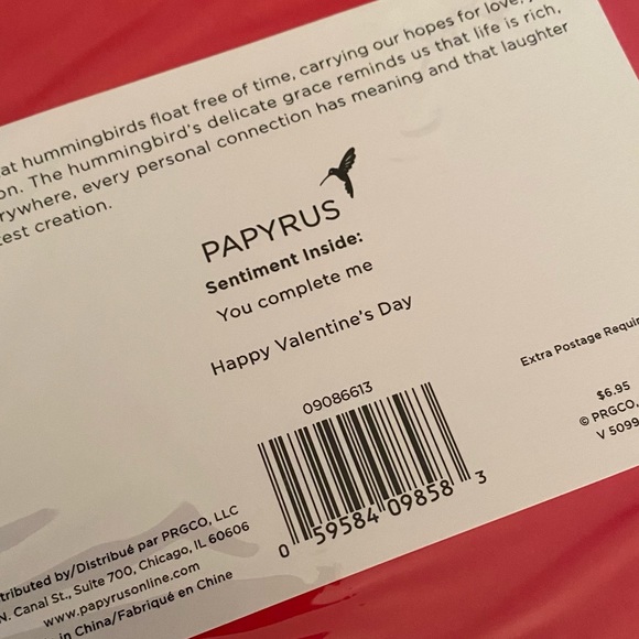 3/$15 NWT Happy Valentine’s Day Papyrus Card. “You complete me”. - Picture 3 of 3